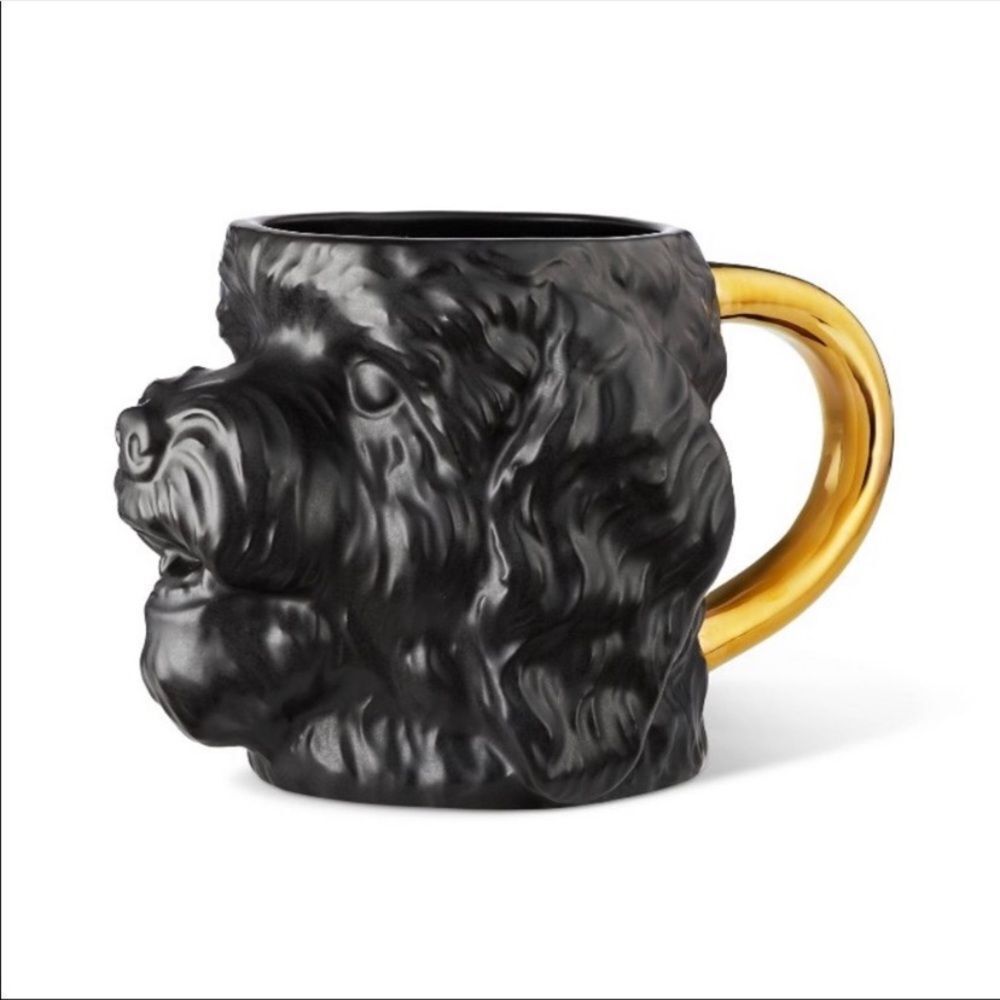Tabitha Brown Black and Gold Dog-Shaped Mug